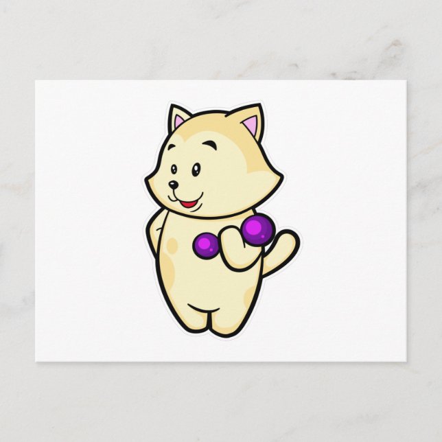Cat at Biceps training with Dumbbell Postcard (Front)