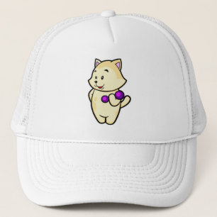Cat at Biceps training with Dumbbell Trucker Hat