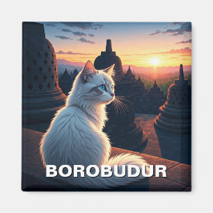 Cat at Borobudur Indonesia Sunset Magnet