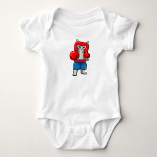 Cat at Boxing with Boxing gloves Baby Bodysuit
