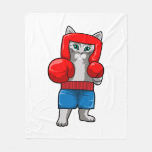 Cat at Boxing with Boxing gloves Fleece Blanket