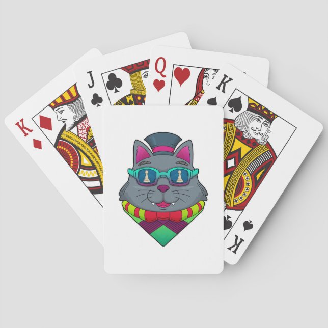 Cat at Chess with Chess piece Pawn Playing Cards (Back)