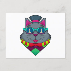 Cat at Chess with Chess piece Pawn Postcard