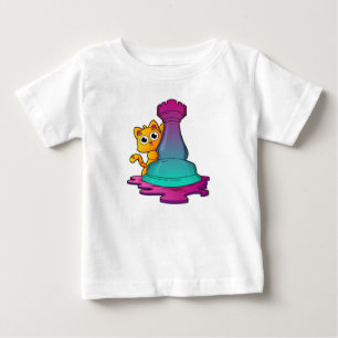 Cat at Chess with Chess piece Rook Baby T-Shirt