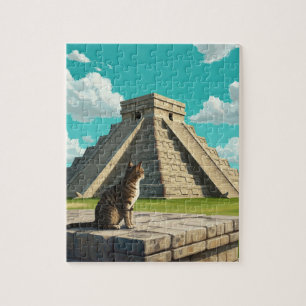 Cat at Chichen Itza Mexico Travel Jigsaw Puzzle