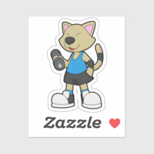Cat at Fitness with Dumbbell
