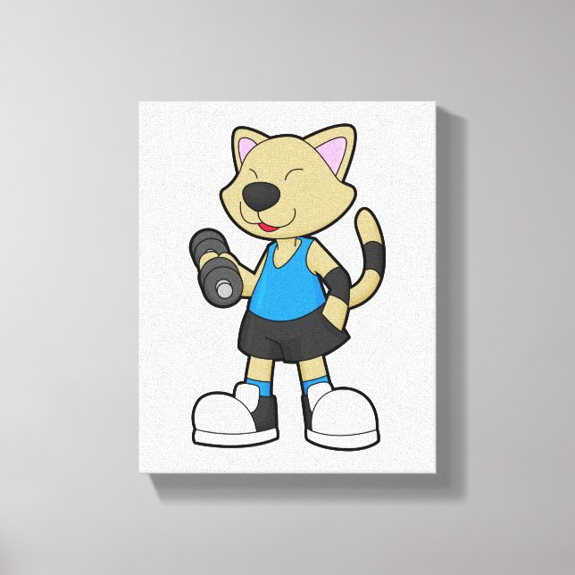 Cat at Fitness with Dumbbell Canvas Print (Front)