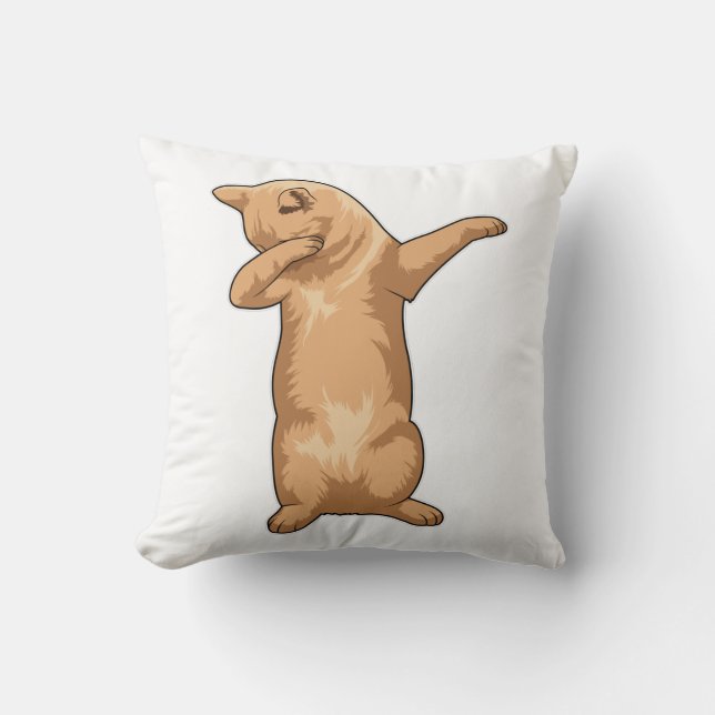 Cat at Hip Hop Dance Dab Throw Pillow (Front)
