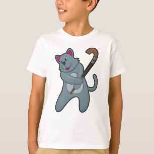 Cat at Hockey with Hockey stick T-Shirt