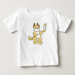 Cat at Ice hockey with Ice hockey stick Baby T-Shirt