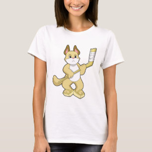 Cat at Ice hockey with Ice hockey stick T-Shirt