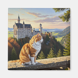 Cat at Neuschwanstein Castle Germany Travel Magnet