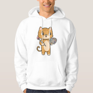 Cat at Painting with Colour & Brush Hoodie