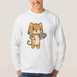 Cat at Painting with Colour & Brush T-Shirt