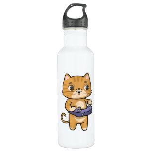Cat at Playing with Controller 710 Ml Water Bottle