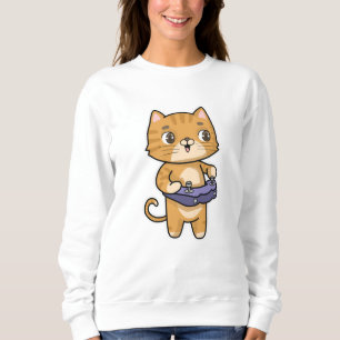 Cat at Playing with Controller Sweatshirt