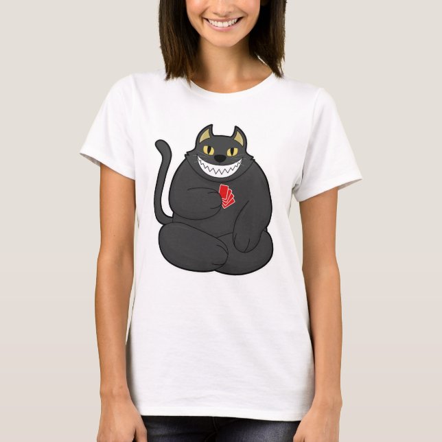 Cat at Poker with Poker cards T-Shirt (Front)