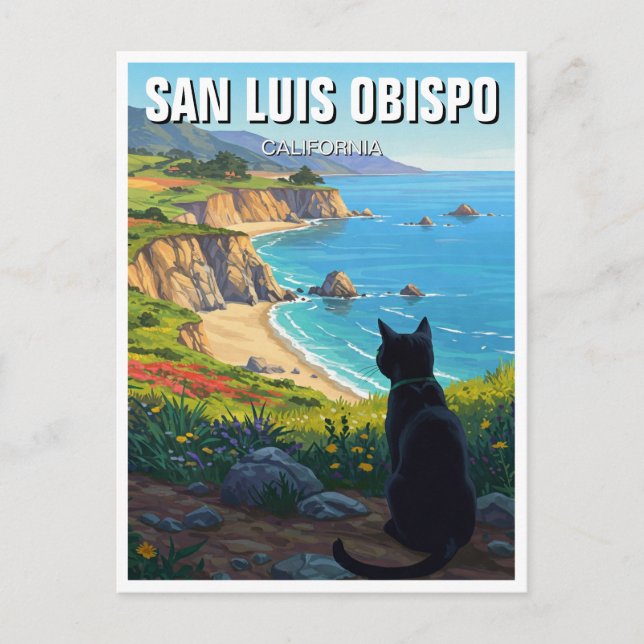 Cat at San Luis Obispo  California Central Coast Postcard (Front)