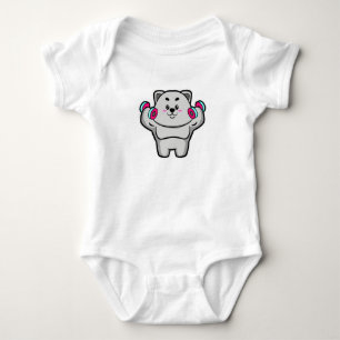 Cat at shoulder training with Dumbbells Baby Bodysuit