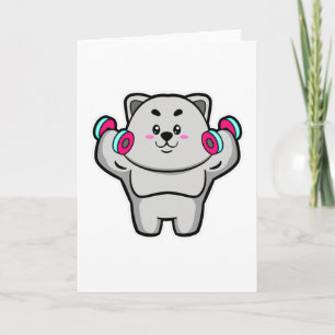 Cat at shoulder training with Dumbbells Card