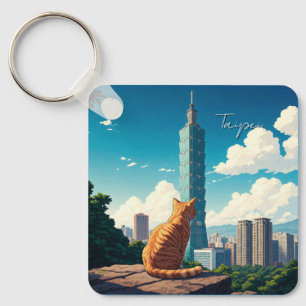 Cat at Taipei 101 Taiwan Keychain