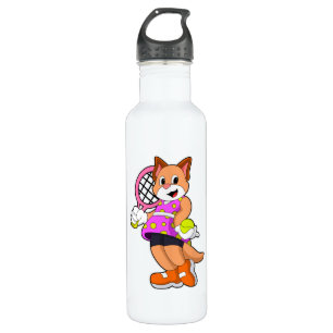 Cat at Tennis with Tennis racket 710 Ml Water Bottle