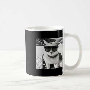 Cat At The Ski Slopes And Snowboarder  Coffee Mug