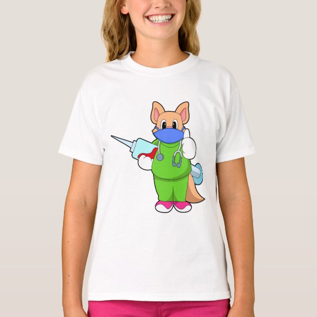 Cat at Vaccination with Syringe T-Shirt (Front)