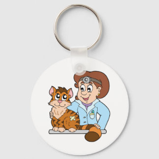 Cat at veterinarian keychain