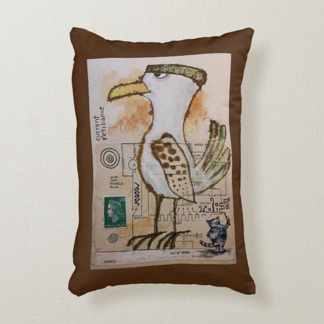 Cat At Work Accent Pillow (Front(Vertical))