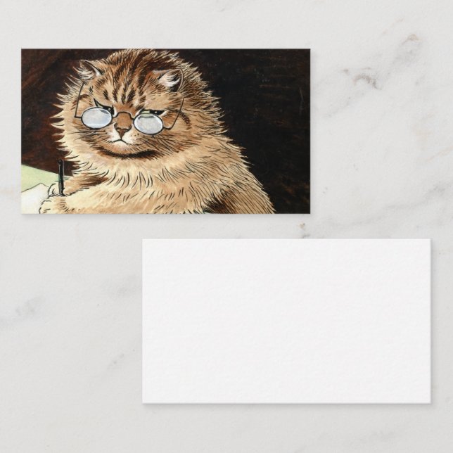 Cat at work with glasses by Louis Wain Business Card (Front/Back)