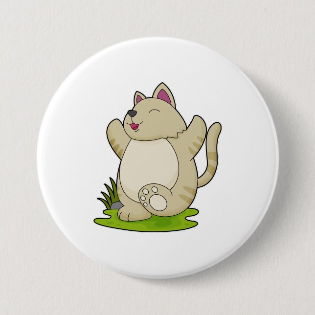 Cat at Yoga 3 Inch Round Button (Front)
