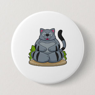 Cat at Yoga Fitness 3 Inch Round Button