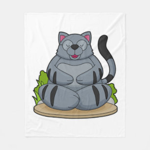 Cat at Yoga Fitness Fleece Blanket