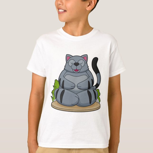 Cat at Yoga Fitness T-Shirt (Front)