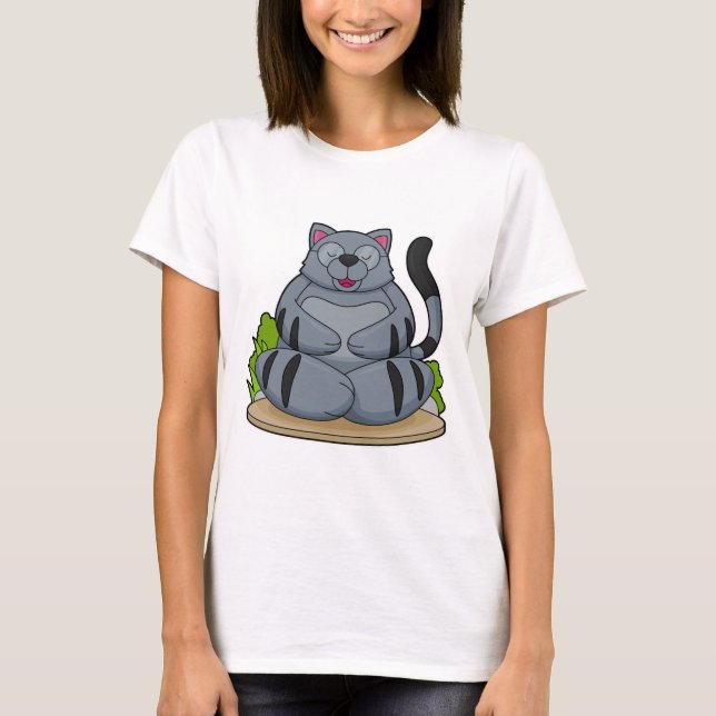 Cat at Yoga Fitness T-Shirt (Front)