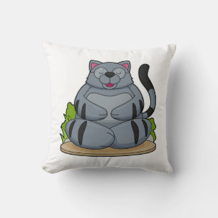 Cat at Yoga Fitness Throw Pillow