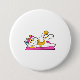 Cat at Yoga Stretching exercise 3 Inch Round Button