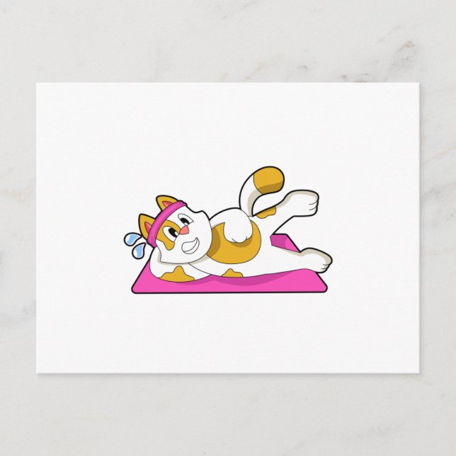 Cat at Yoga Stretching exercise Postcard (Front)