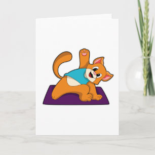 Cat at Yoga with Yoga mat Card