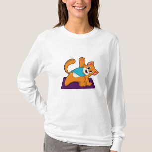 Cat at Yoga with Yoga mat T-Shirt