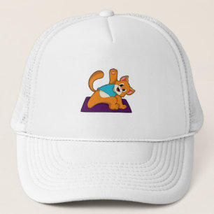 Cat at Yoga with Yoga mat Trucker Hat