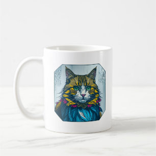 Cat Ate The Canary Feather Art Unique Colorful Coffee Mug