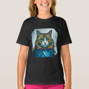 Cat Ate The Canary Feather Colourful Portrait Ar T-Shirt
