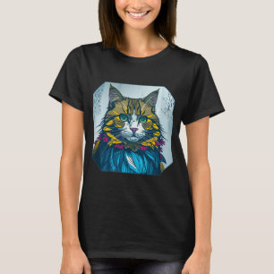 Cat Ate The Canary Feather Colourful Portrait Ar T-Shirt