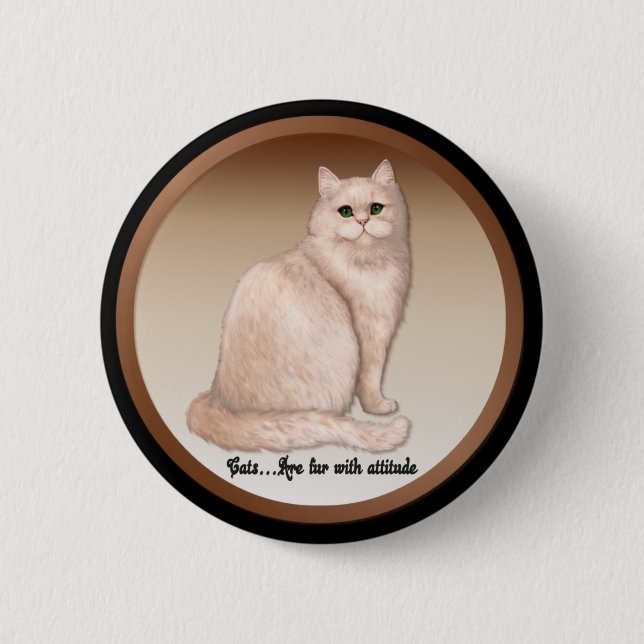 Cat Attitude 2 Inch Round Button (Front)