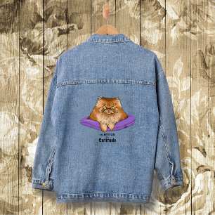Cat Attitude funny Denim Jacket