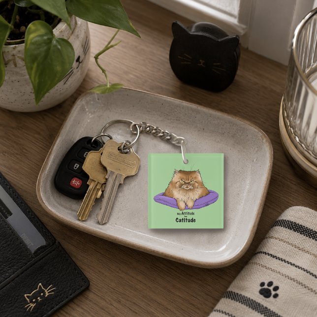 Cat Attitude Funny Keychain (Creator Uploaded)