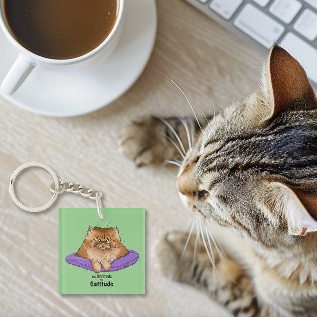 Cat Attitude Funny Keychain (Creator Uploaded)