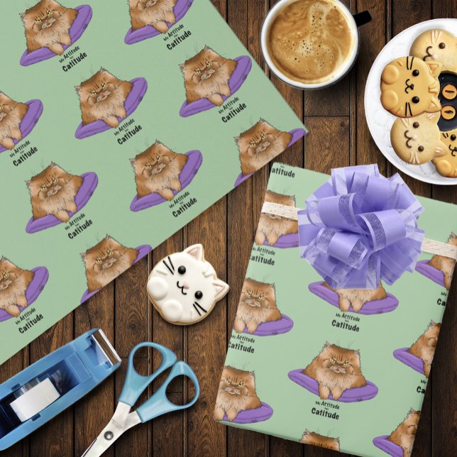 Cat Attitude Funny Wrapping Paper (Creator Uploaded)